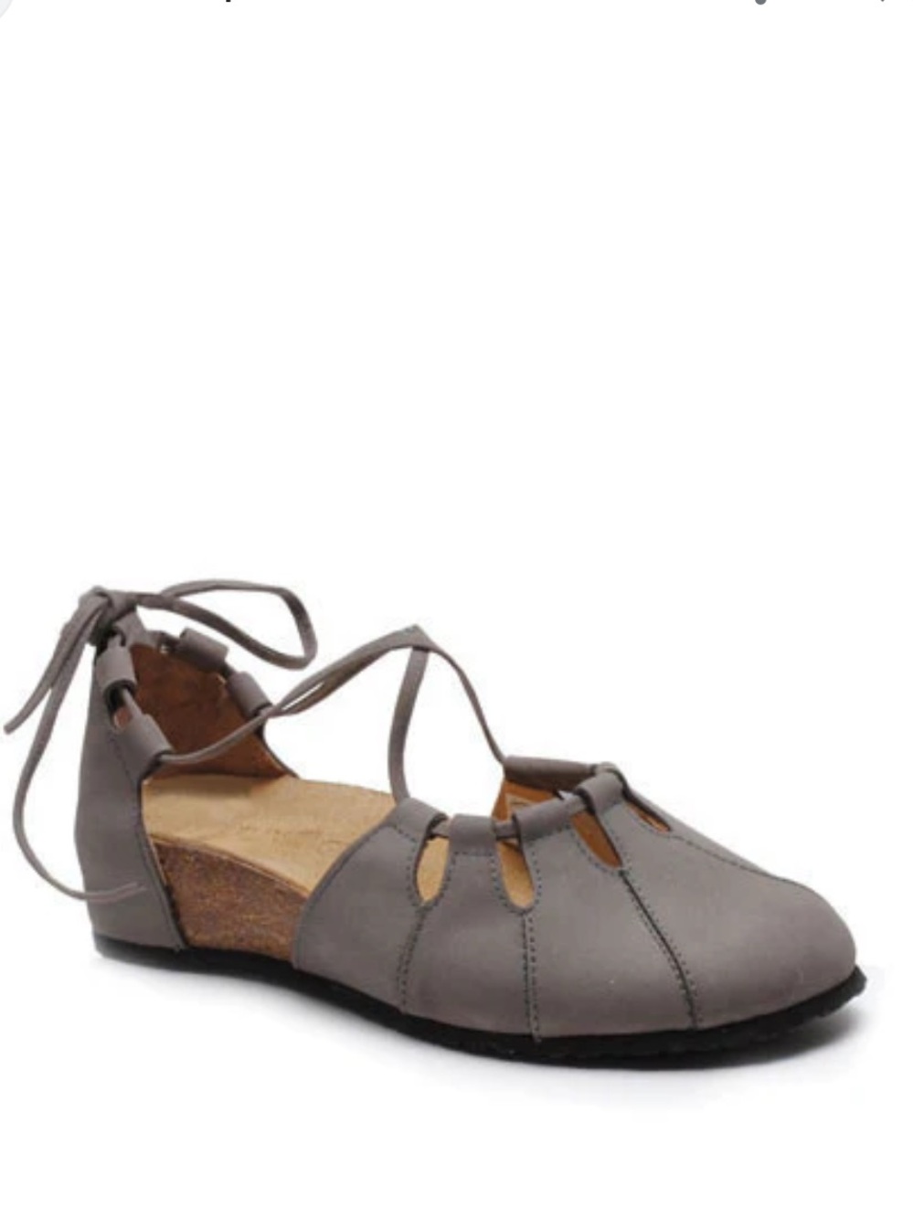 Haflinger Eva Sandal Women Sz 10 EU 40 Beige Leather Ankle Tie Lace Up Cork